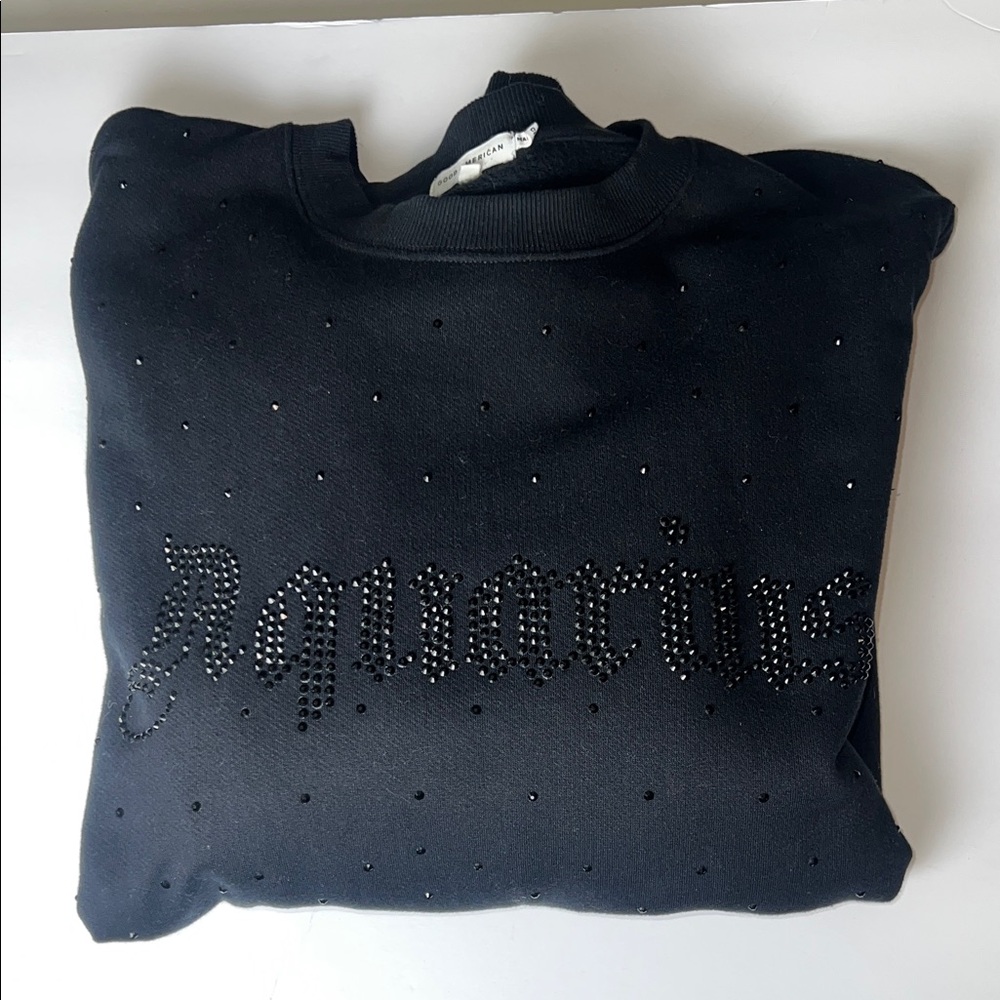 Good American Black Rhinestone 'Aquarius' Sweatshirt - Size 5